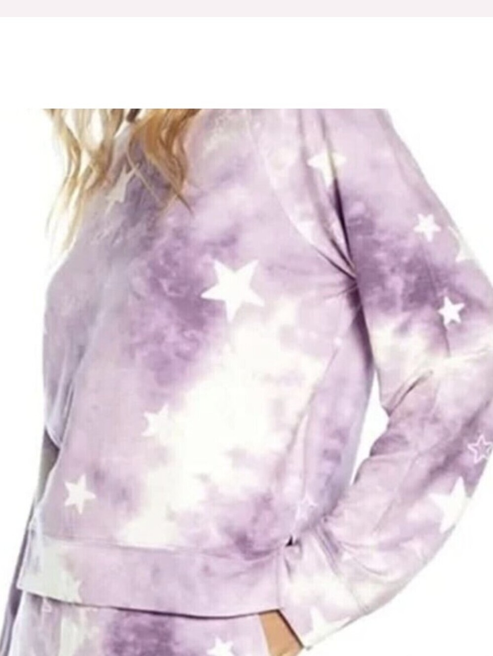 NWT Wildfox Starry Skies Tie Dye Sweatshirt Pink Purple Raglan Sleeve Lounge